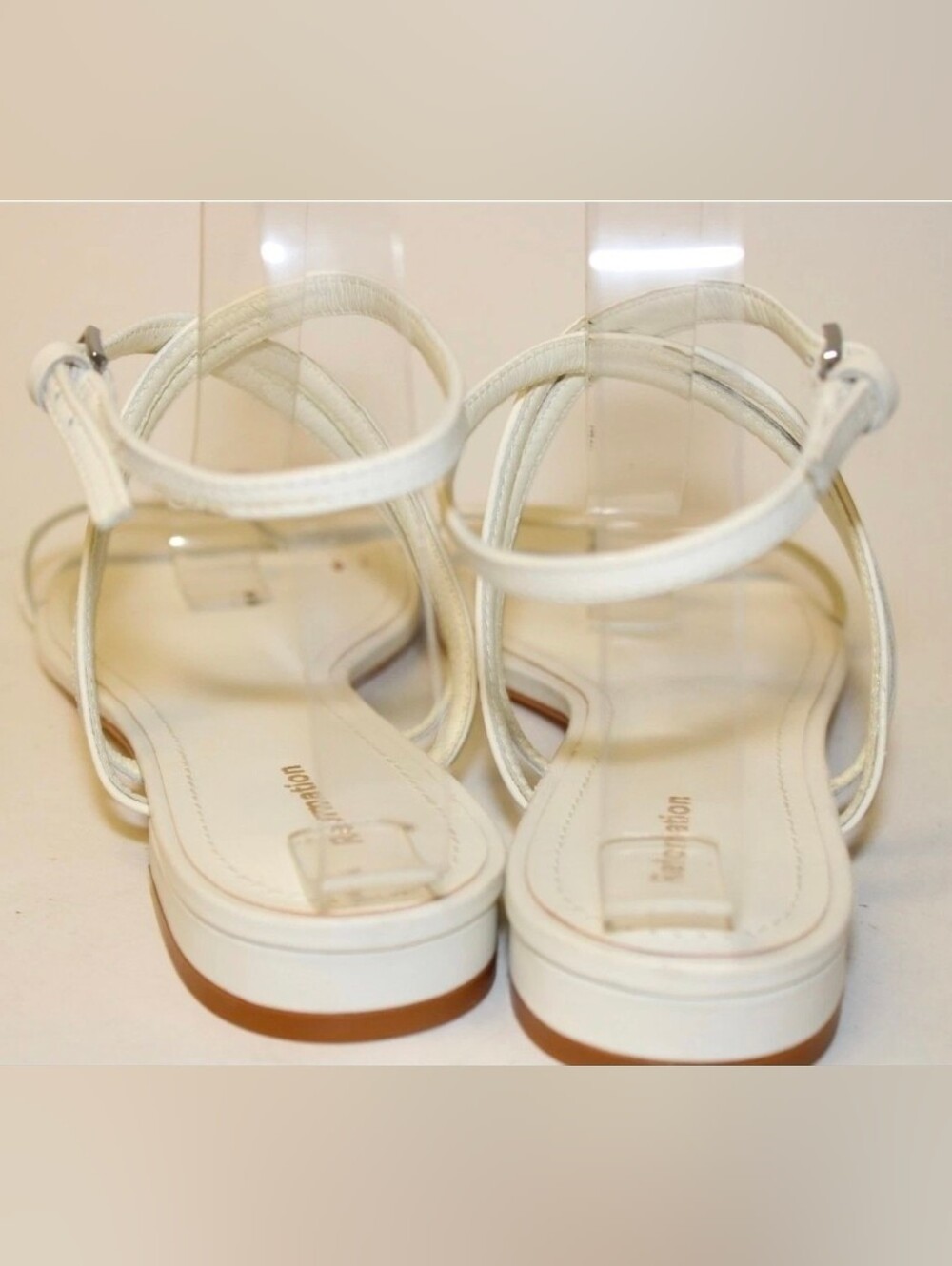 Reformation Sandals NEW White Leather Toe Ring Ankle Strappy Shoes Sandals 8 - Picture 11 of 16